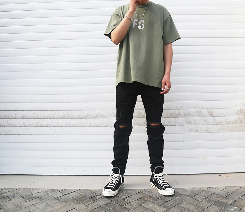 Áo thun xanh rêu Unisex tay lỡ FG phản quang
