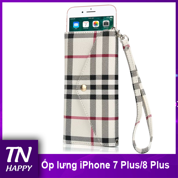 Bao da caro nữ kiêm ví cao cấp dành cho iPhone 7 Plus / 8 Plus - Màu Kem Sữa - TN Happy phân phối