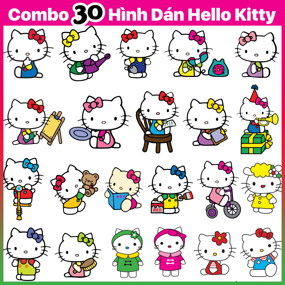 Lịch sử giá Combo 30 hình dán mèo hello kitty - sticker mèo trang trí mũ  bảo hiểm điện thoại xe máy - chống thấm nước cập nhật 12/2022 - BeeCost