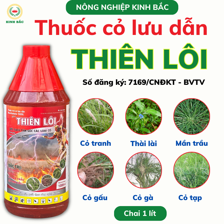 Thuốc trừ cỏ Thiên Lôi Kinh Bắc chai 1 lít fosinate 150SL Cỏ chết tận gốcthối tận đầu rễ