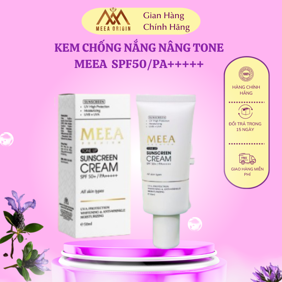 Chính hãng -kem chống nắng phổ rộng meea full 50ml spf 50+, kem chống nắng cho da mặt, dưỡng ẩm, nâng tông tự nhiên, kháng nước, dưỡng da, kem chống nắng dạng sữa