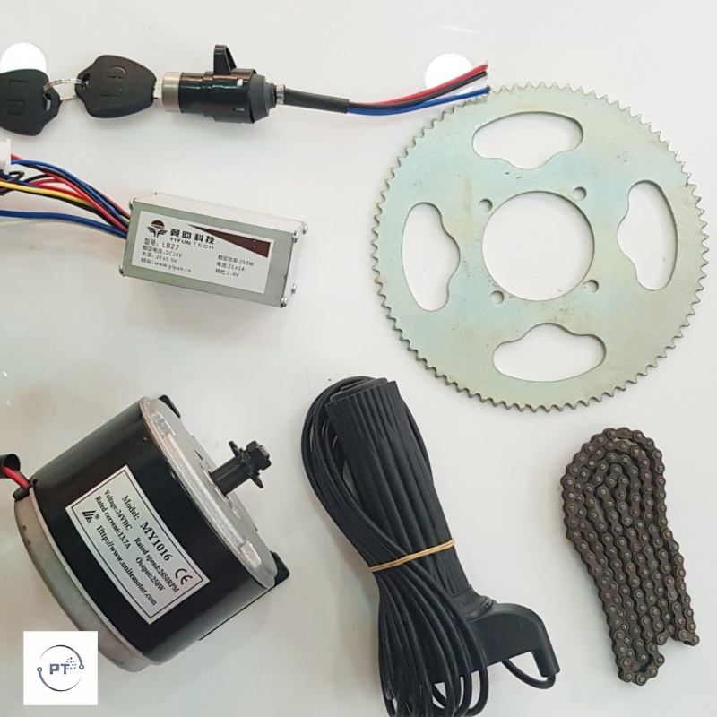 Combo bộ động cơ 24v250w chổi than chế xe điện
