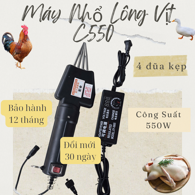  MÁY NHỔ LÔNG MĂNG VỊT THẾ HỆ MỚI NHất CÔNG SUẤT 550W - 4 ĐẦU KẸP tặng  Nhíp Nhổ Lông Gà Vịt Đa Năng 2 Trong 1 tiện ích 