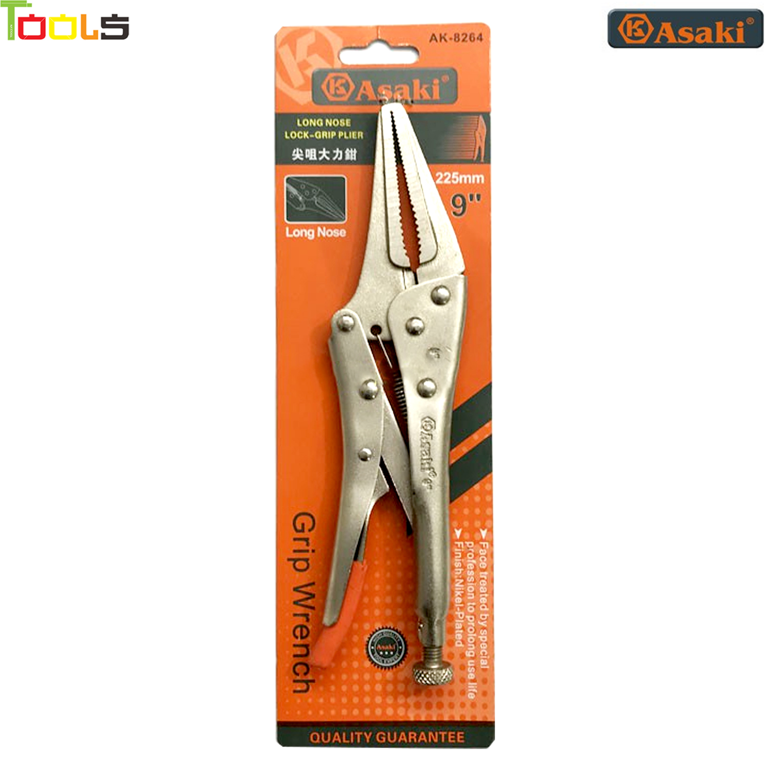 Kìm chết mũi nhọn asaki ak-8264 9inch-225mm