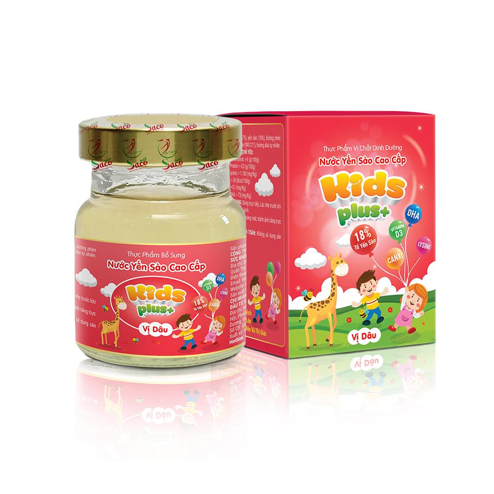 [HCM][18% từ yến]Yến sào dành cho trẻ em  Kids Plus 18% Thương Hiệu Saconest lọ 70ml - Vị Dâu