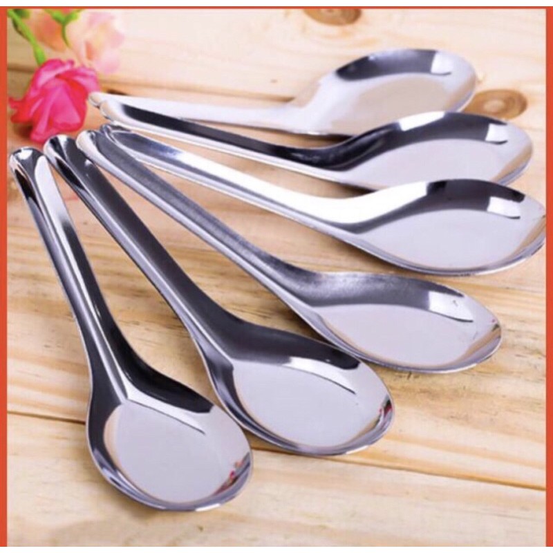 Combo 5 Thìa phở inox cán dài loại dày
