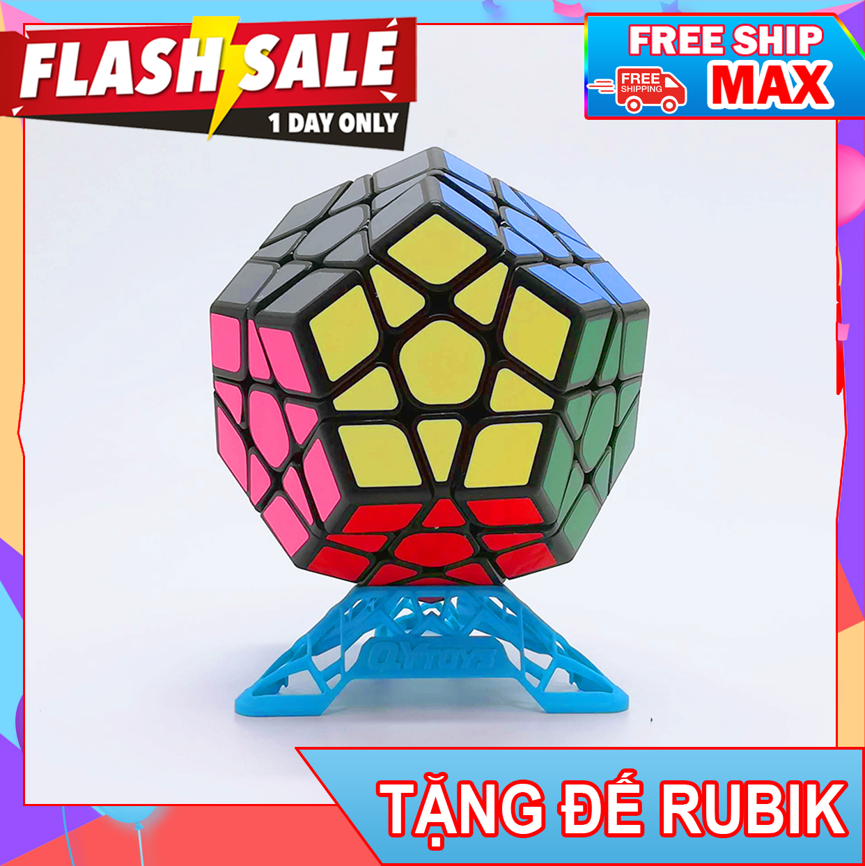 ( GIÁ XẢ KHO - FREE SHIP)  Rubik Megaminx Rubik 12 Mặt Khối Lập Phương - Rubik Phát Triển IQ - Rubik biến thể lục giác - rubik biến thể nhiều mặt - túi đựng rubik - đồ chơi rubik - rubik biến thể quả bóng( Sticker )