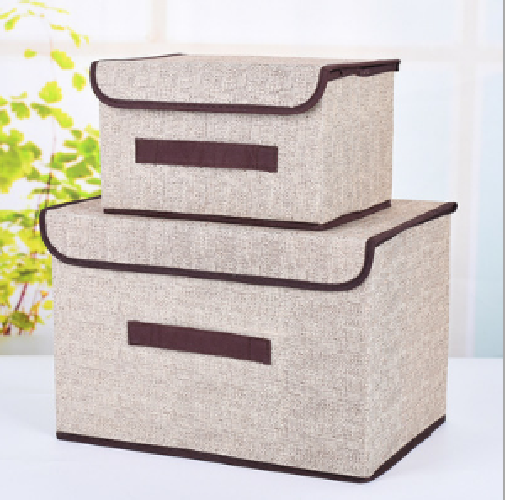 -hộp vải đựng đồ combo 2 cái - màu nâu tím lamomi