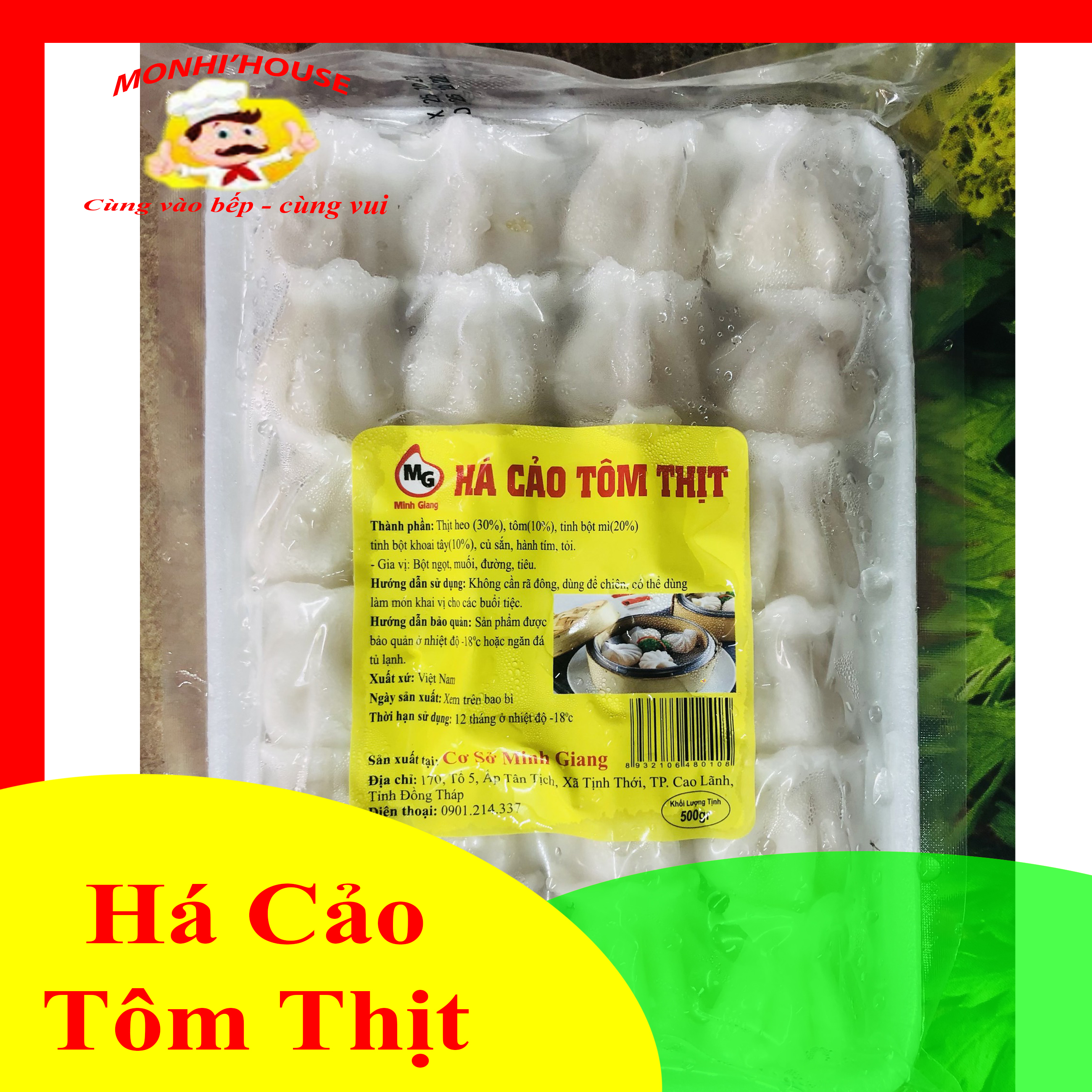 1Kg Há cảo tôm thịt đóng khay / 500g