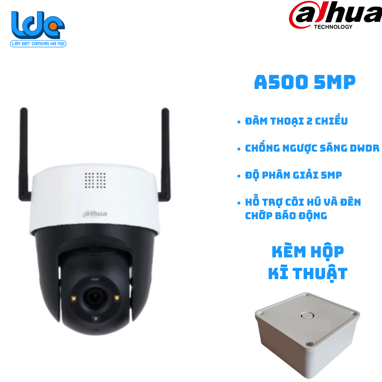 A500 5mp | camera an ninh ptz wifi dahua dh-sd2a500-gn-aw-pv 5mp, khe cắm thẻ nhớ 512gb, đàm thoại 2 chiều
