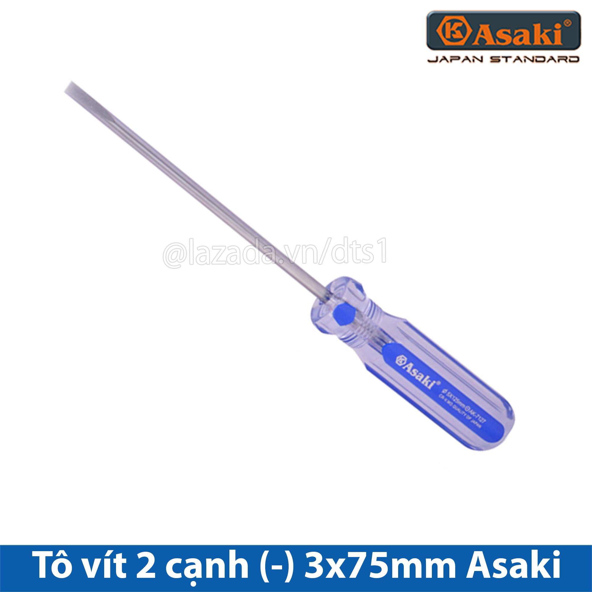 Tô vít 2 cạnh - Tuốc nơ vít đầu dẹp 5mm x 150mm cán nhựa cứng trong Asaki (Hãng phân phối chính thức)