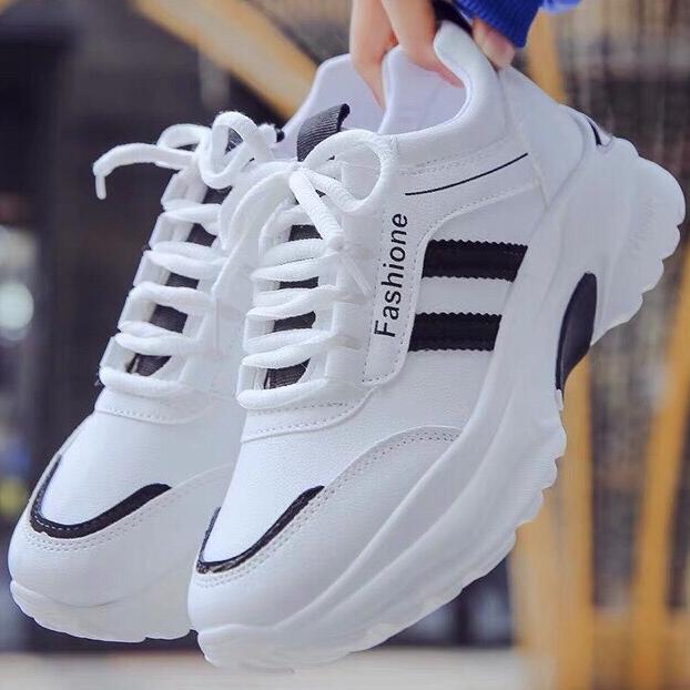 Giầy sneaker nữ 2 vạch fs trắng đen hót hít