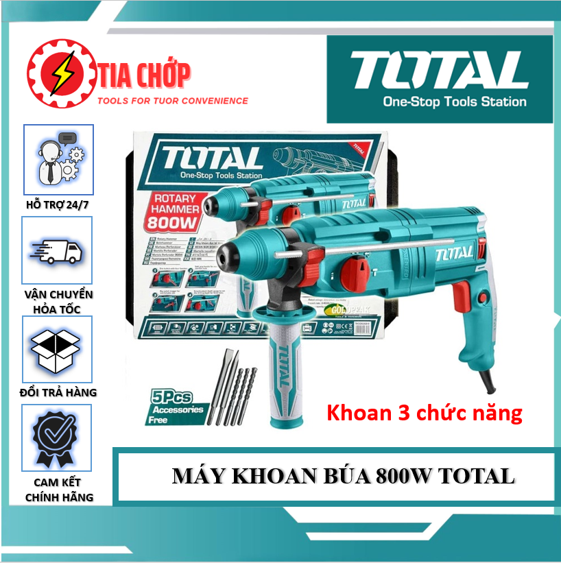 Máy khoan búa xoay 3 chức năng 800w-total th308268 .
