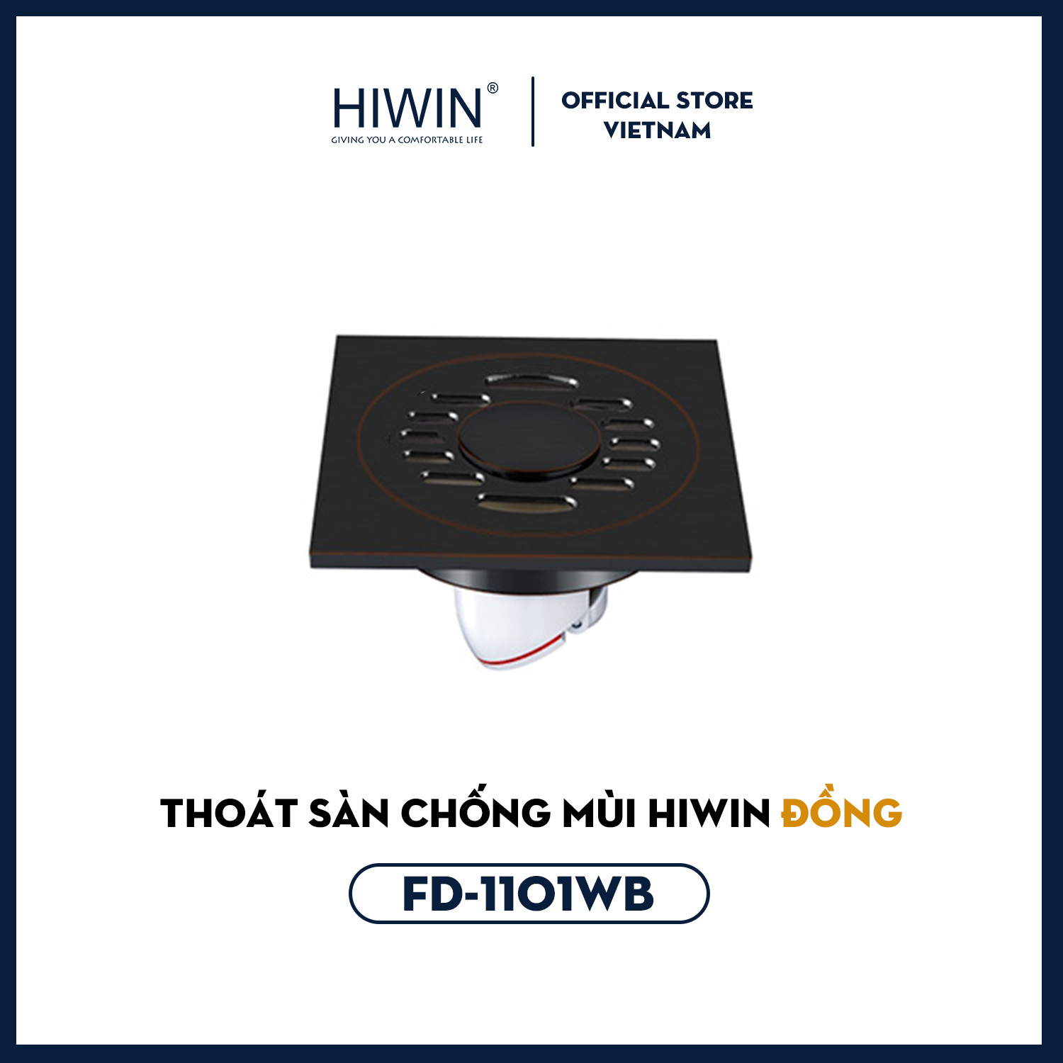 Phễu thoát sàn dùng cho máy giặt đồng mạ đen thoát nước nhanh Hiwin FD-1101WB