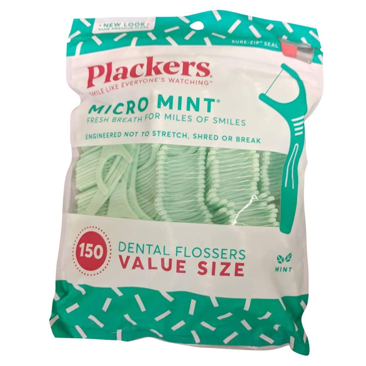 Tăm chỉ nha khoa hương bạc hà Plackers Micro Mint gói 150 cây