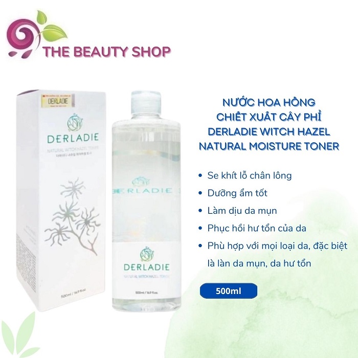 Nước Hoa Hồng Chiết Xuất Cây Phỉ Ngừa Mụn Làm Sạch Da  Toner Derladie Natural Witch Hazel Toner 500ml