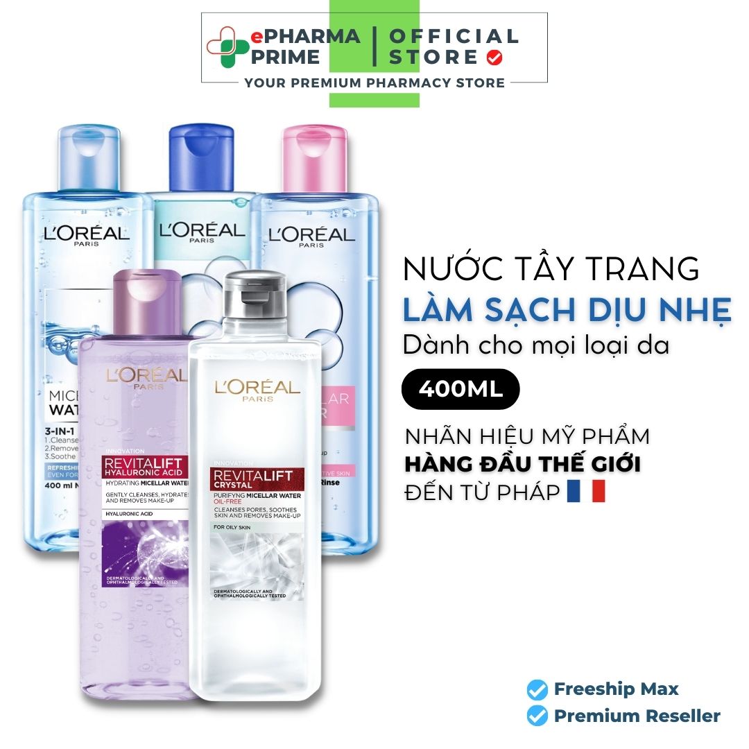 Nước tẩy trang l'oreal dịu nhẹ - l'oreal paris 3-in-1 micellar water 400ml