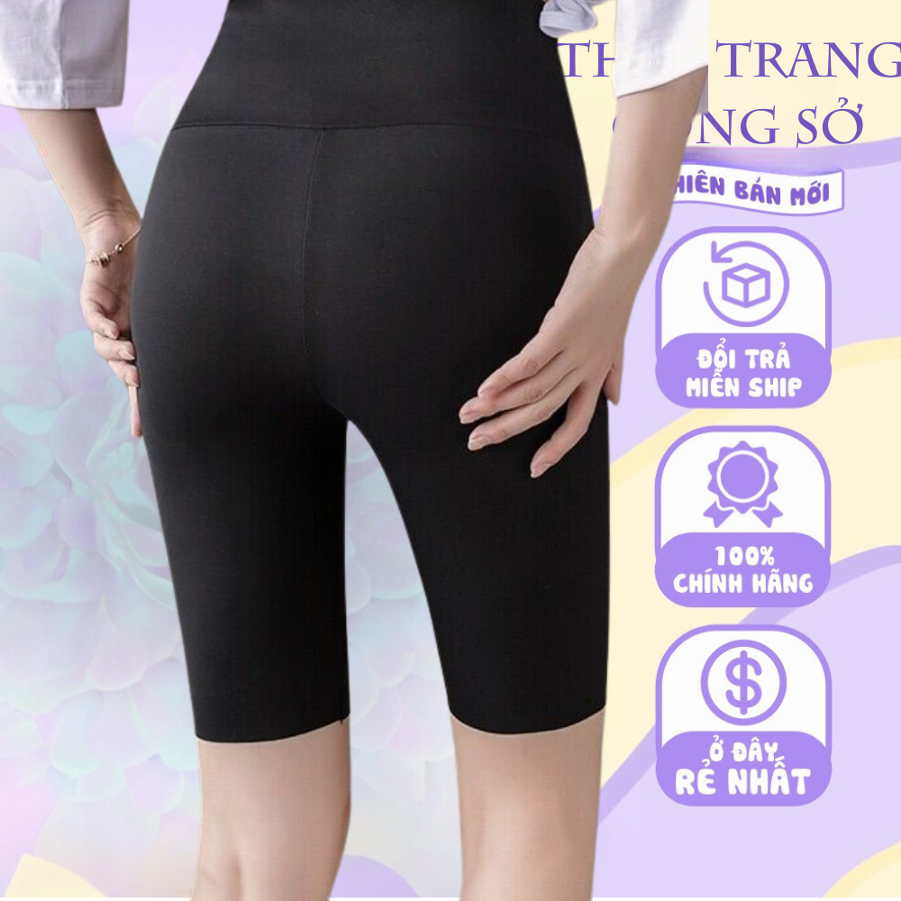 Quần legging lửng nữ MADELA cạp cao siêu tôn dáng giúp nâng mông, Legging đùi nữ lưng cao dày dặn co giãn 4 chiều