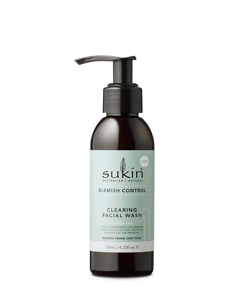 Gel Rửa Mặt Sạch Da Xóa Mờ Khuyết Điểm Sukin Blemish Control Clearing Facial Wash 125ml