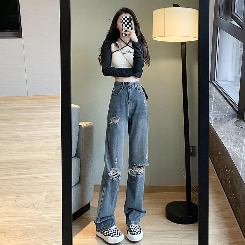 Quần jeans nữ suông xanh mint lưng cao quần ống rộng viet fashion