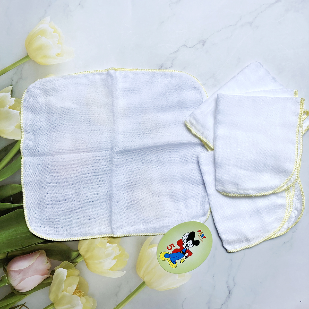 Set 4 cái khăn sữa xô 4 lớp 25cm x 25cm - kx25