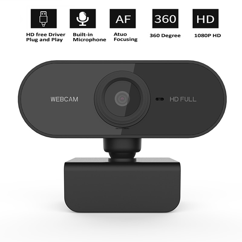 Webcam 1080P Auto Focus Webcam for PC Full HD Web Cam Built-in HD Noise reduction