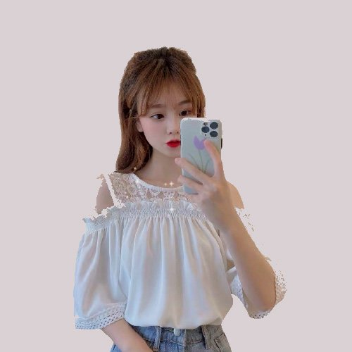 Áo Croptop Nữ Cổ Vuông Phối Lưới  Tay Lỡ  Thời Trang Xuân Hè Mẫu Mới Av 0128