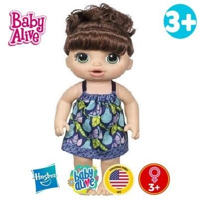 Búp bê mỹ hasbro baby alive 32 cm da trắng, tóc nâu xoăn - baby alive sweet spoonfuls baby doll girl brunette pvn1140