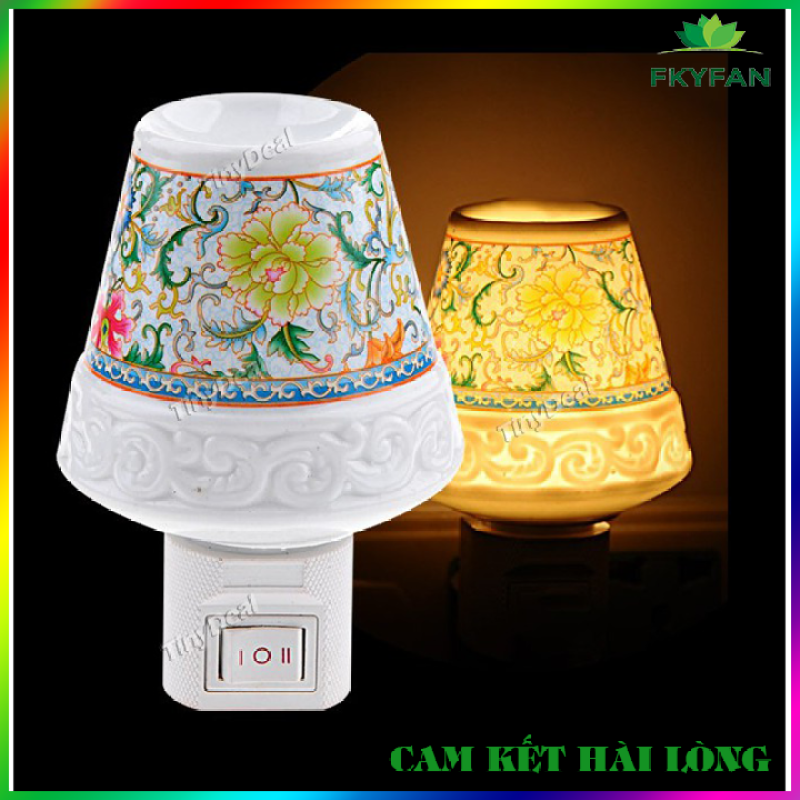 Đèn Xông Tinh Dầu Kiêm Đèn Ngủ Bằng Gốm, máy phun sương tinh dầu, máy phun sương, máy tạo ẩm khuếch tán tinh dầu 300ml