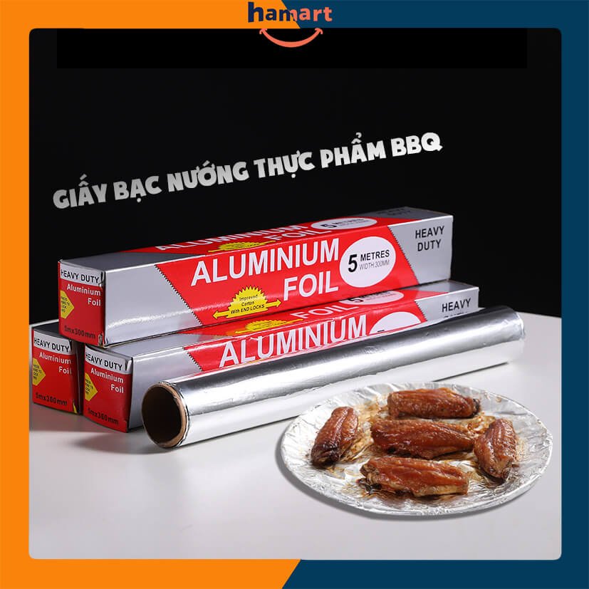 Cuộn Giấy Bạc Bọc Thực Phẩm Gói Nướng Thịt Khổ Bản 30cm Dài 5m