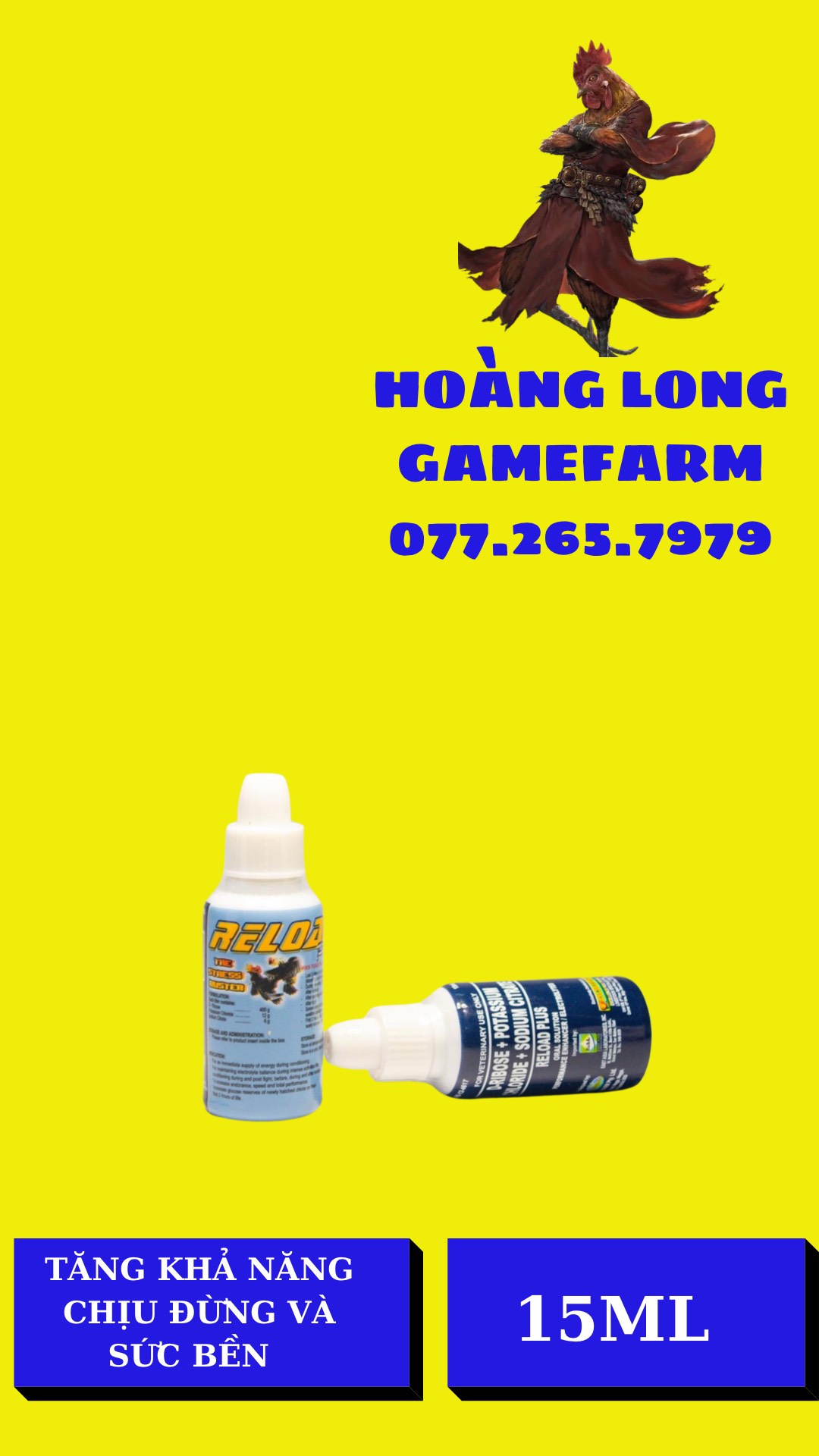 Reload plus . reload chống rớt bo cho gà đi đá 15ml