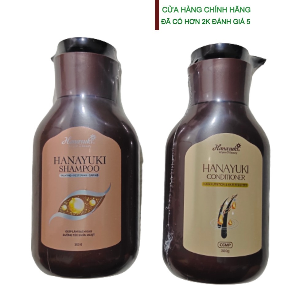 Combo dầu gội & dầu xả thảo dược siêu mượt ngăn rụng tóc phục hồi Hanayuki