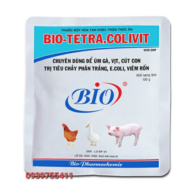 BIO TETTRA COLIVIT ÚM GÀ CON, VỊT CON, TIÊU CHẢY, PHÂN XANH, PHÂN TRẮNG