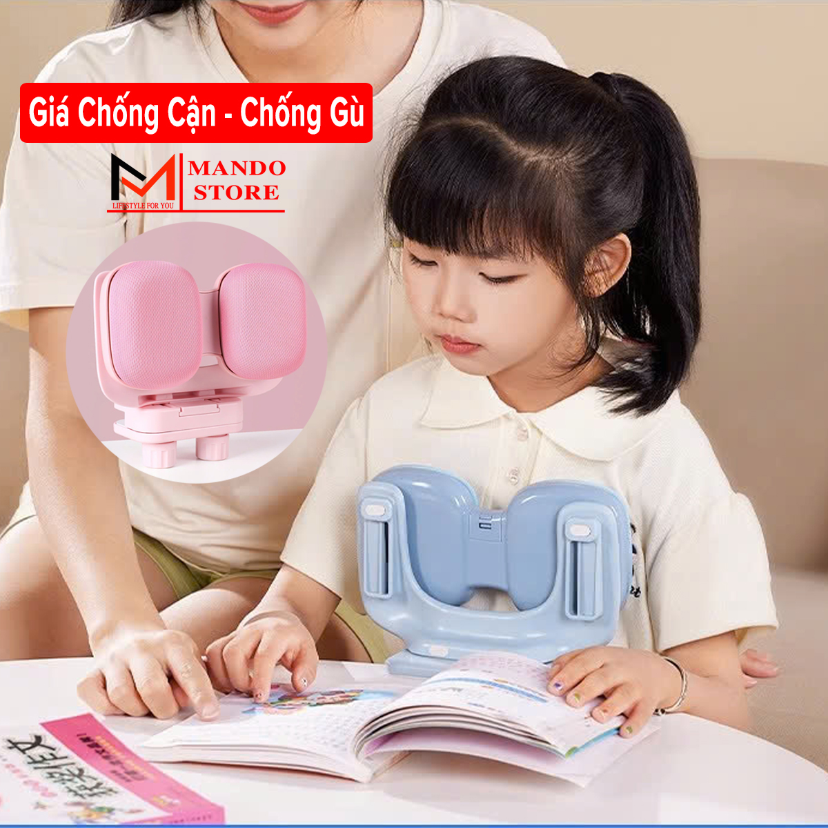Giá đỡ cằm chống cận thị, dụng cụ chống cận thị, chống gù cho bé học bài luyện chữ cho học sinh kiêm gối ngủ cao cấp