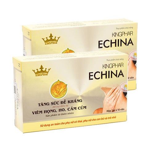 Echina Kingphar - Hỗ trợ điều trị viêm họng, ho và cảm cúm Hộp 3 vỉ x 10