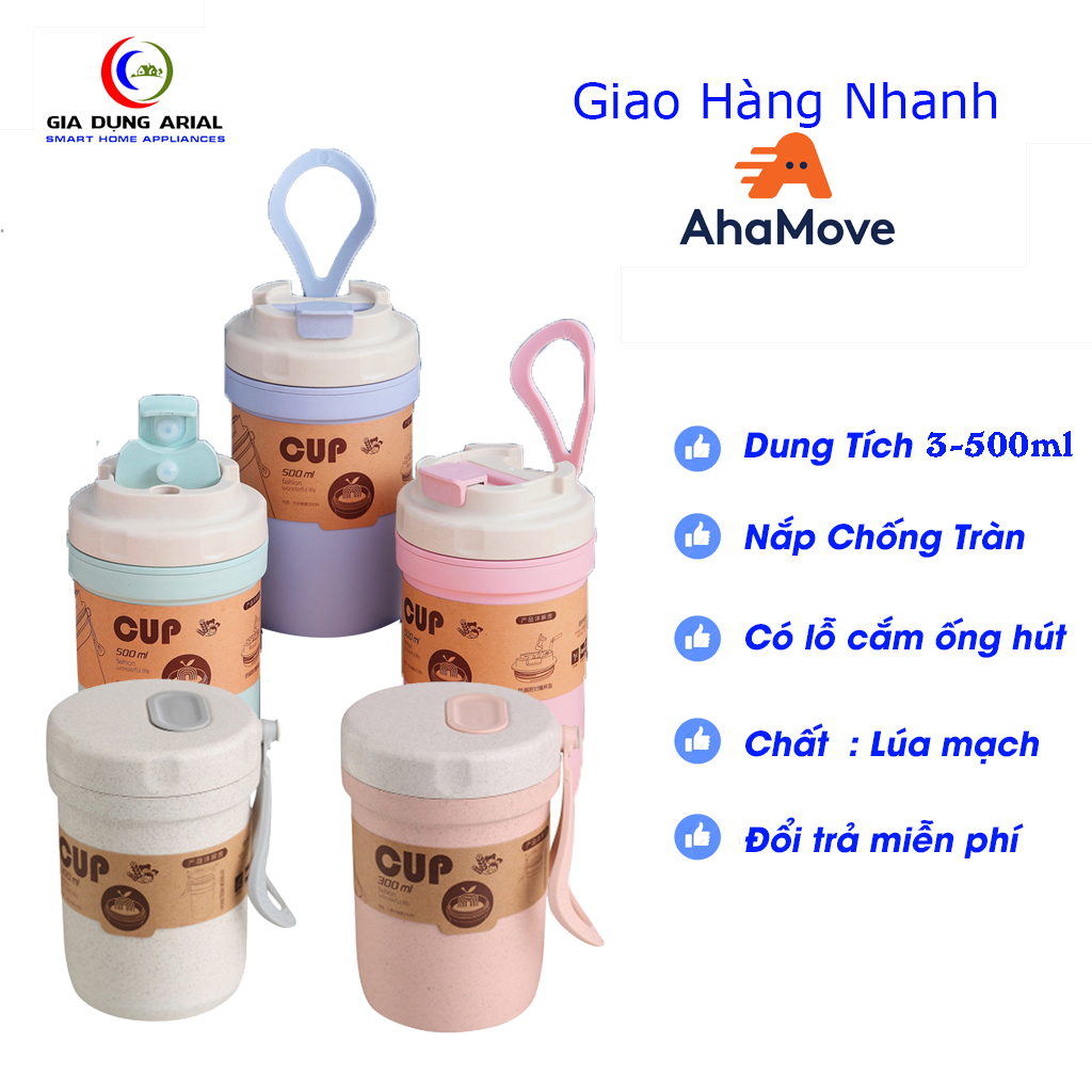 Bình giữ nhiệt - Bình nước giữ nhiệt, Chai nước giữ nhiệt, Ly giữ nhiệt chất liệu lúa mạch, Bình nước di động, Bình giữ nhiệt 300ml