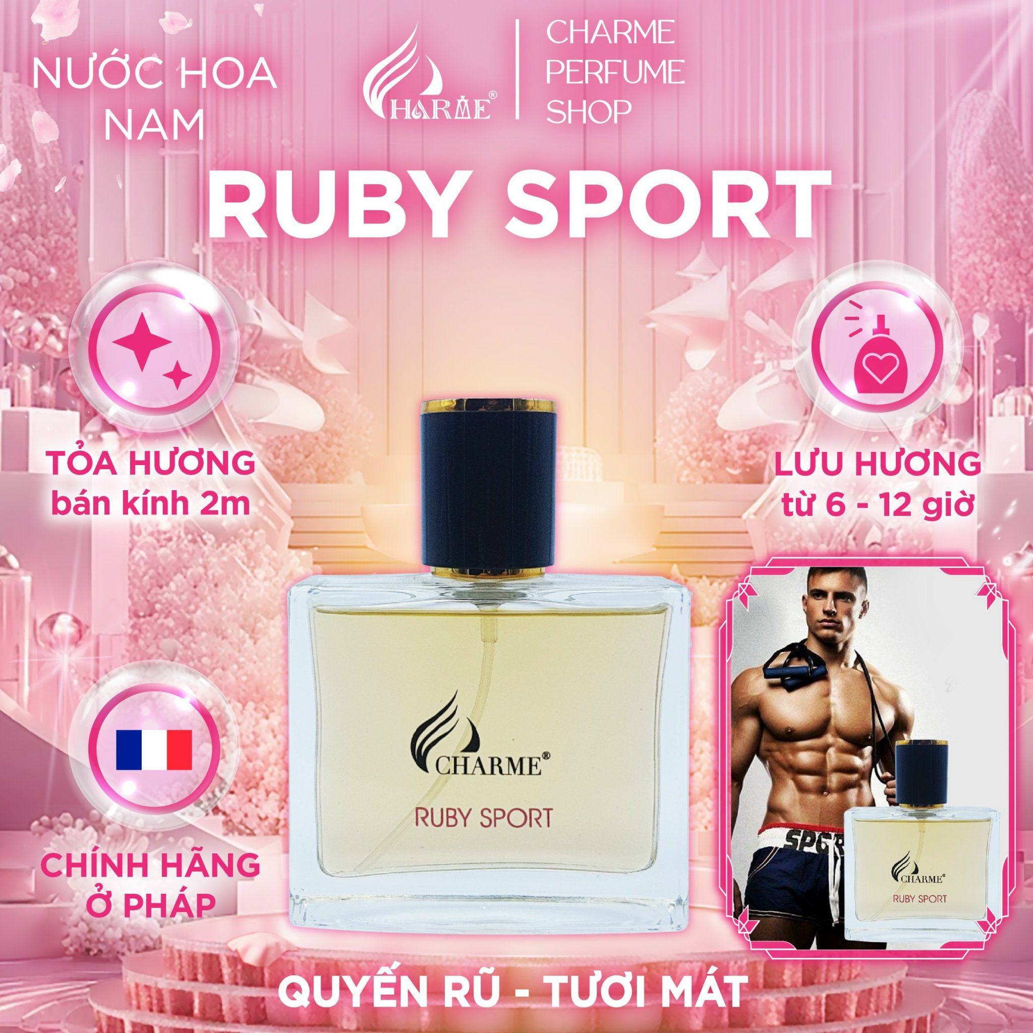 Nước hoa nam charme ruby sport 50ml nam tính, năng động_nước hoa chính hãng