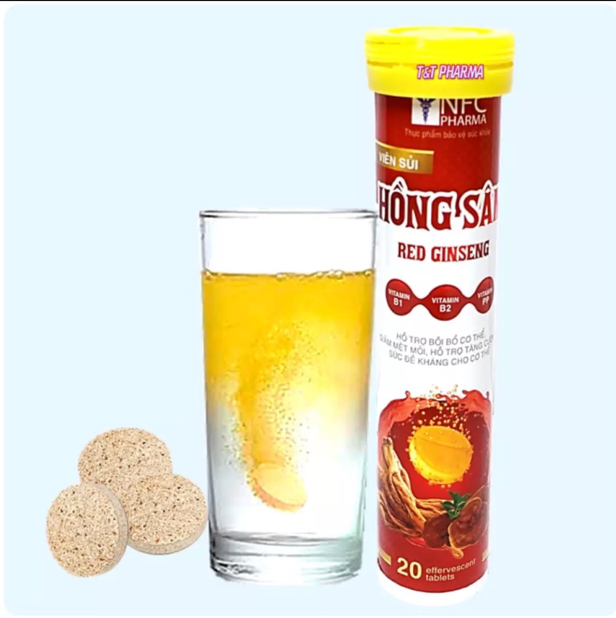 Viên Sủi Hồng Sâm Red Ginseng giúp Ăn ngon, ngủ tốt, bồi bổ cơ thể, giảm mệt mỏi, chống lão hóa,chống ung thư, kiểm soát bệnh tiểu đường - Viên Sủi Hồng Sâm