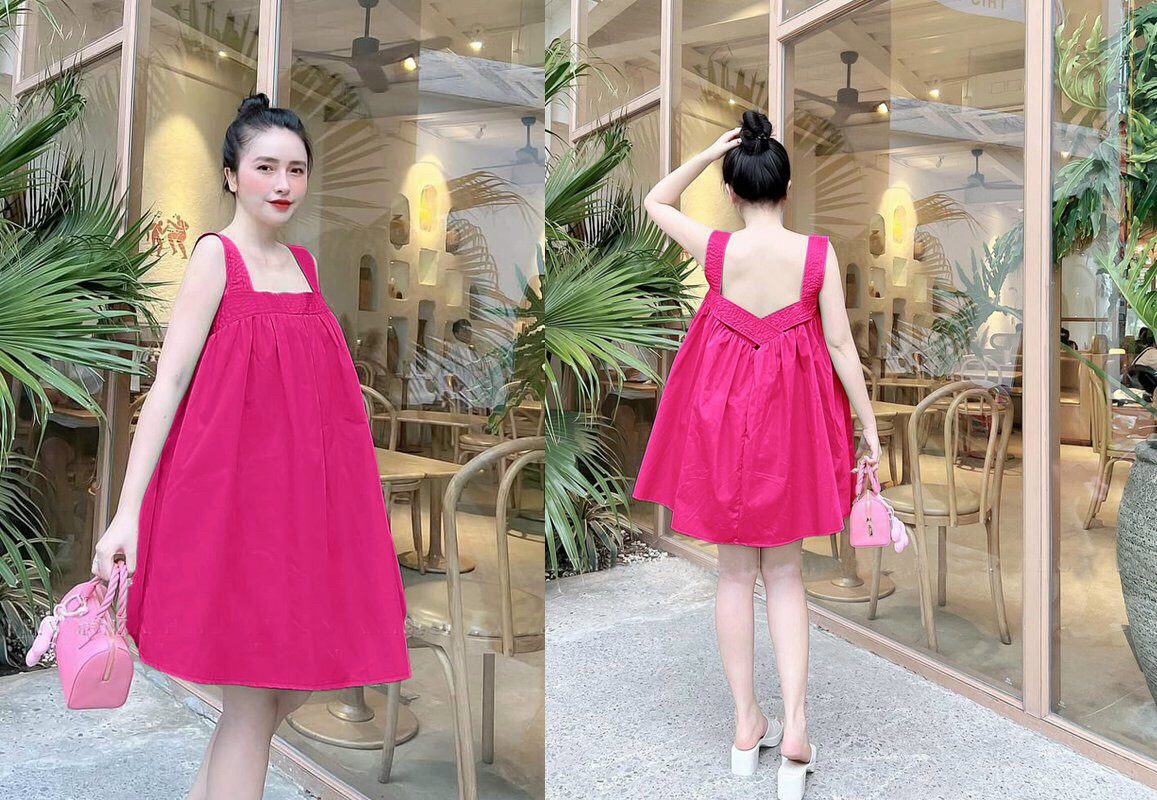 Váy BABYDOLL Hai Dây Bảng Bự Phong Cách ULZZANG, Đầm Xoè Cổ Vuông Đan Chéo Lưng, Váy Thiết Kế Nhiều Màu Thích Hợp Họp Nhóm Cà Phê