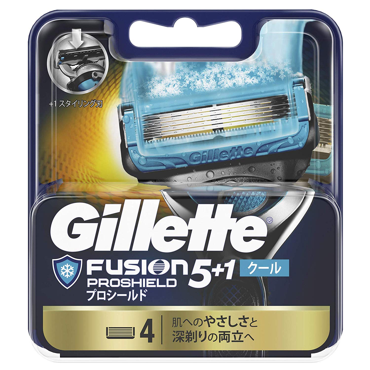 Vỉ 04 lưỡi dao cạo râu Gillette Fusion 5+1 Proshield Chill Nhật Bản