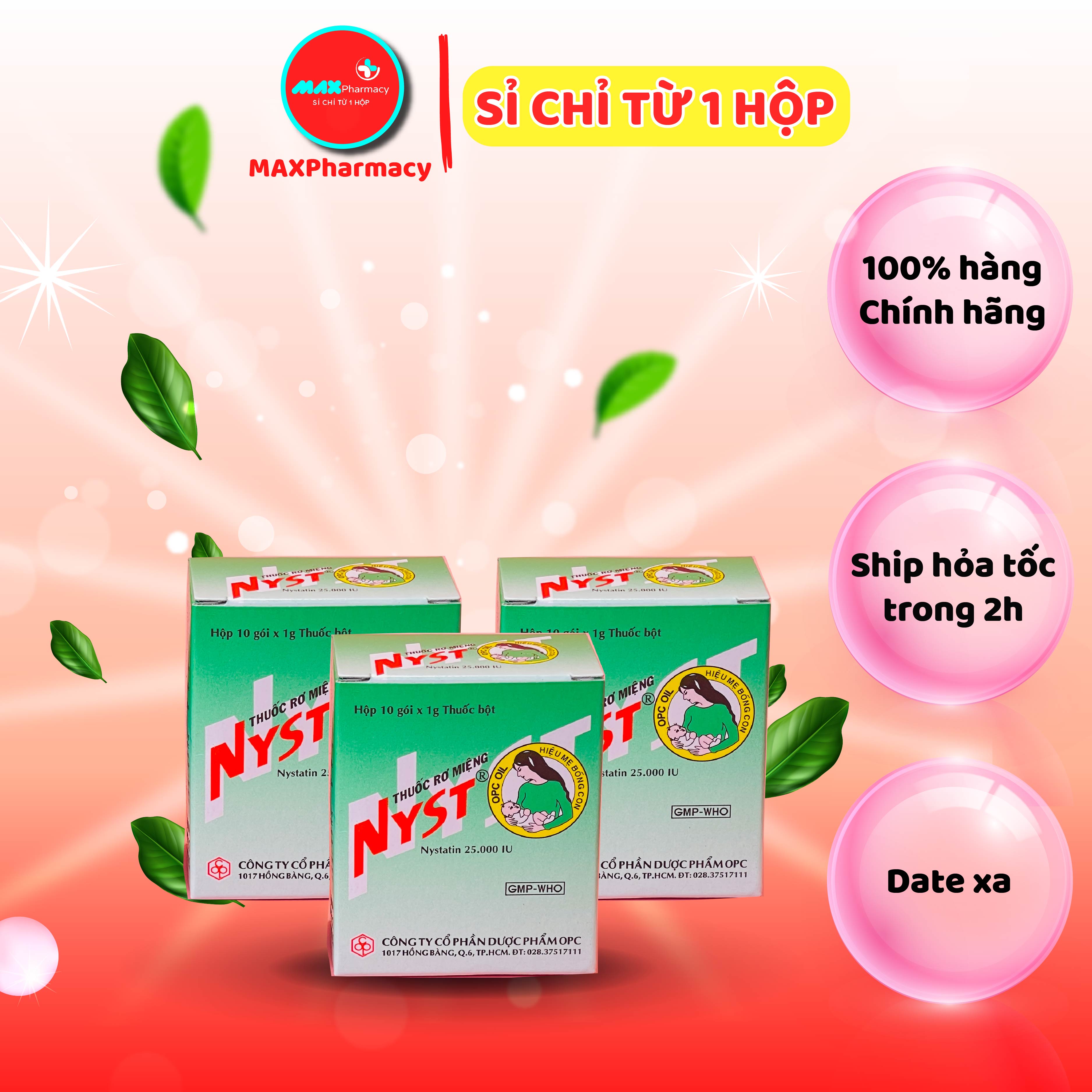 Bột nyst rơ miệng rơ lưỡi cho bé hộp 10 gói bột - maxpharmacy