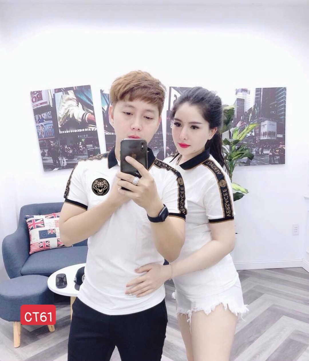 Áo Thun Cặp Nam Nữ Có Cổ Mới Nhất ATNCC40