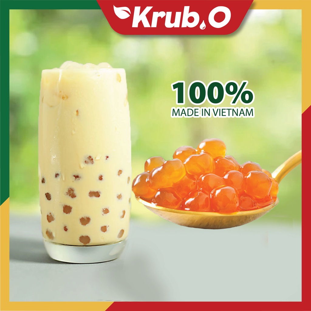 Trân châu hoàng kim Krub.O nguyên liệu pha trà sữa topping trà sữa dẻo dai sản xuất dây chuyền chất lượng cao túi 1kg