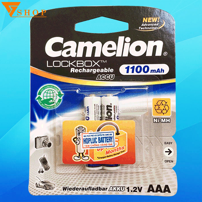 1 vỉ pin sạc aaa camelion 1100mah, pin sạc đũa chính hãng