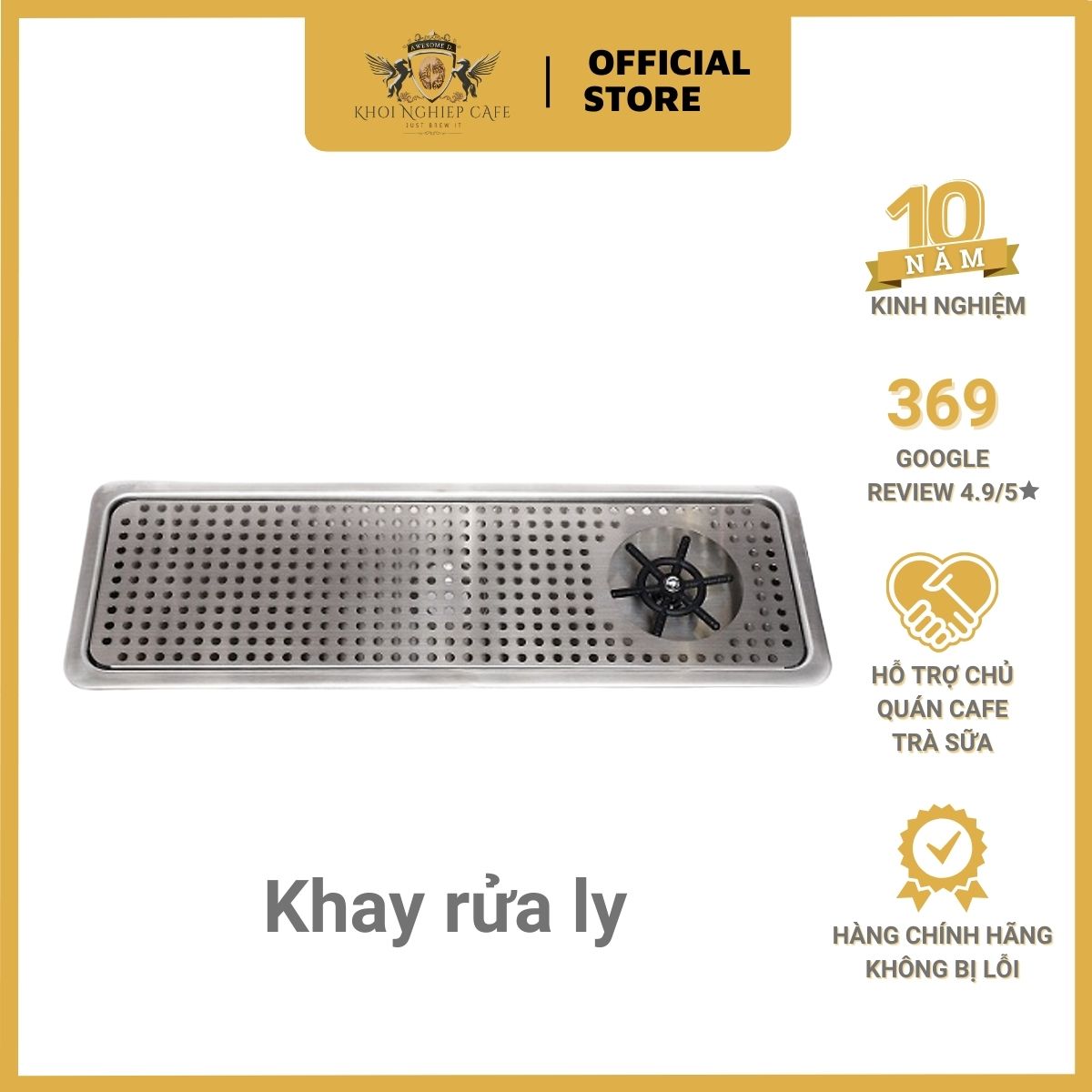 Khay rửa ly âm bàn quầy bar hình chữ nhật - Bằng inox không gỉ, Siêu Bền - Màu Black