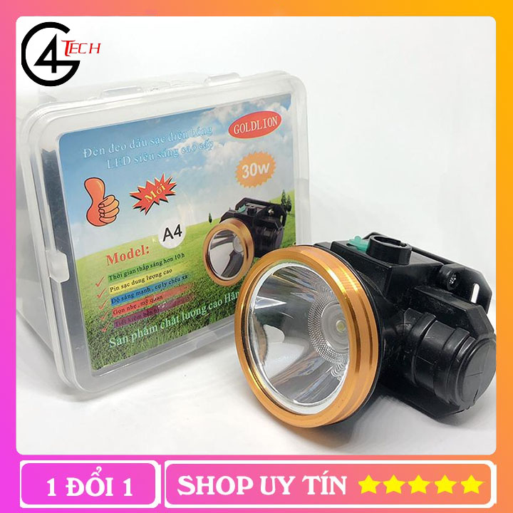 Đèn pin đội đầu A4 30w chiếu xa siêu sáng- kèm sạc và dây đeo
