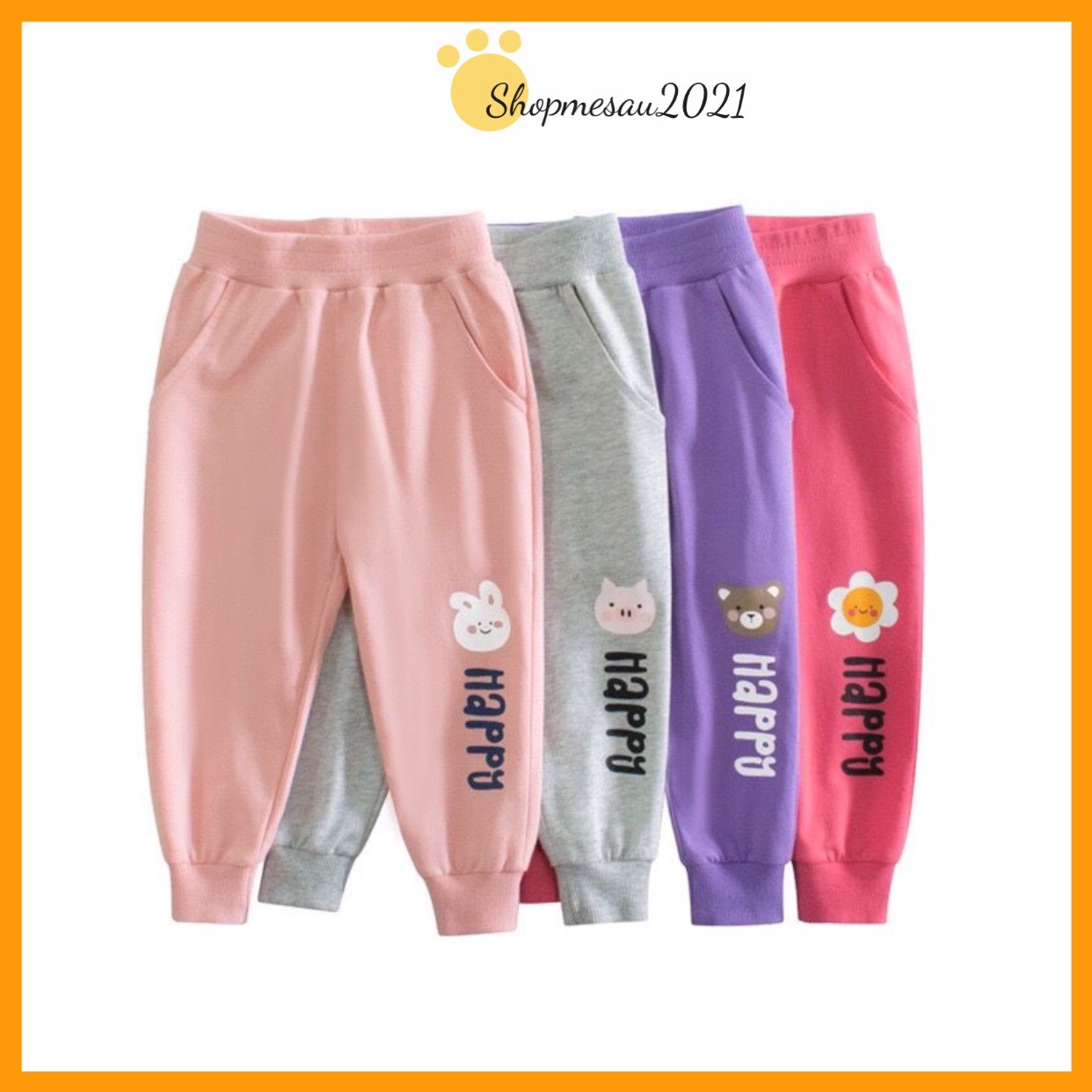 Quần thun bé gái 27HOME quần dài cho bé cottong mềm mịn