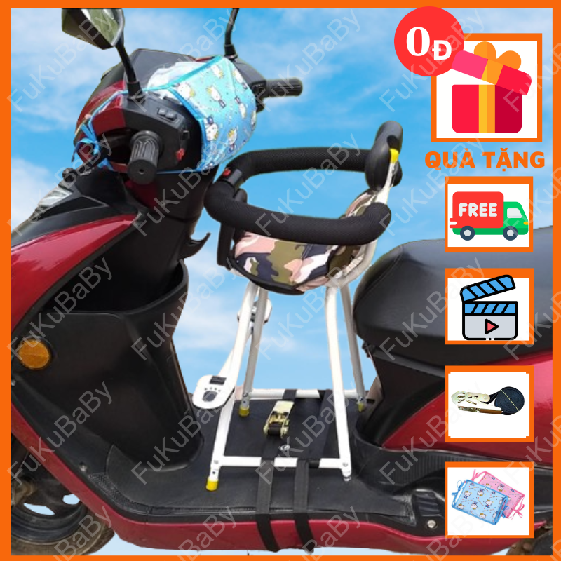 TD01-Ghế ngồi xe máy tay gas, xe máy điện, vespa sprint, xe số (tháo chân) vững chắc cho bé
