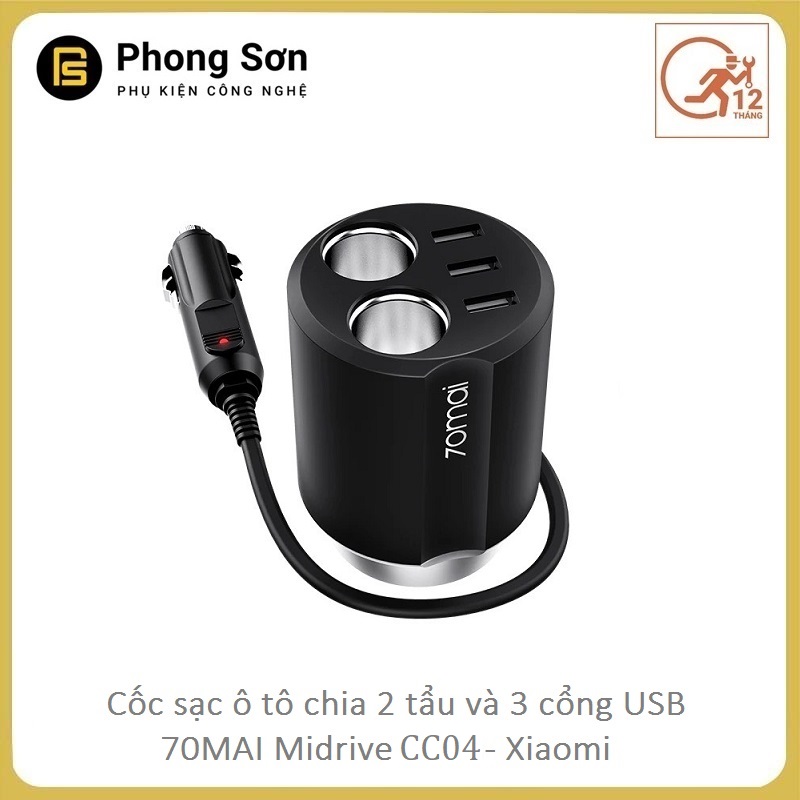 Bộ chia tẩu sạc xe hơi kèm 3 cổng USB Xiaomi 70Mai Midrive CC04 - BH 12 Tháng - phongsonphukien