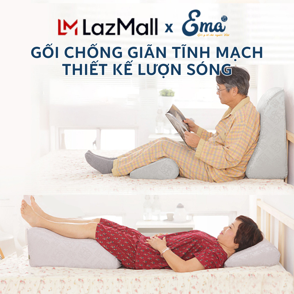 Gối kê chân chống suy giãn tĩnh mạch lượn sóng Ema - Tăng tuần hoàn máu, chống phù nề